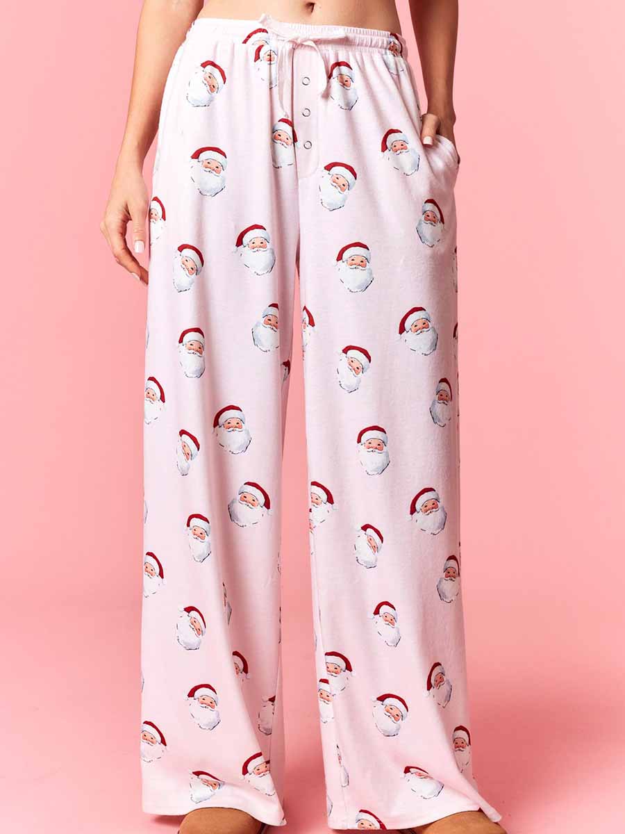 Pink Santa Printed Pants