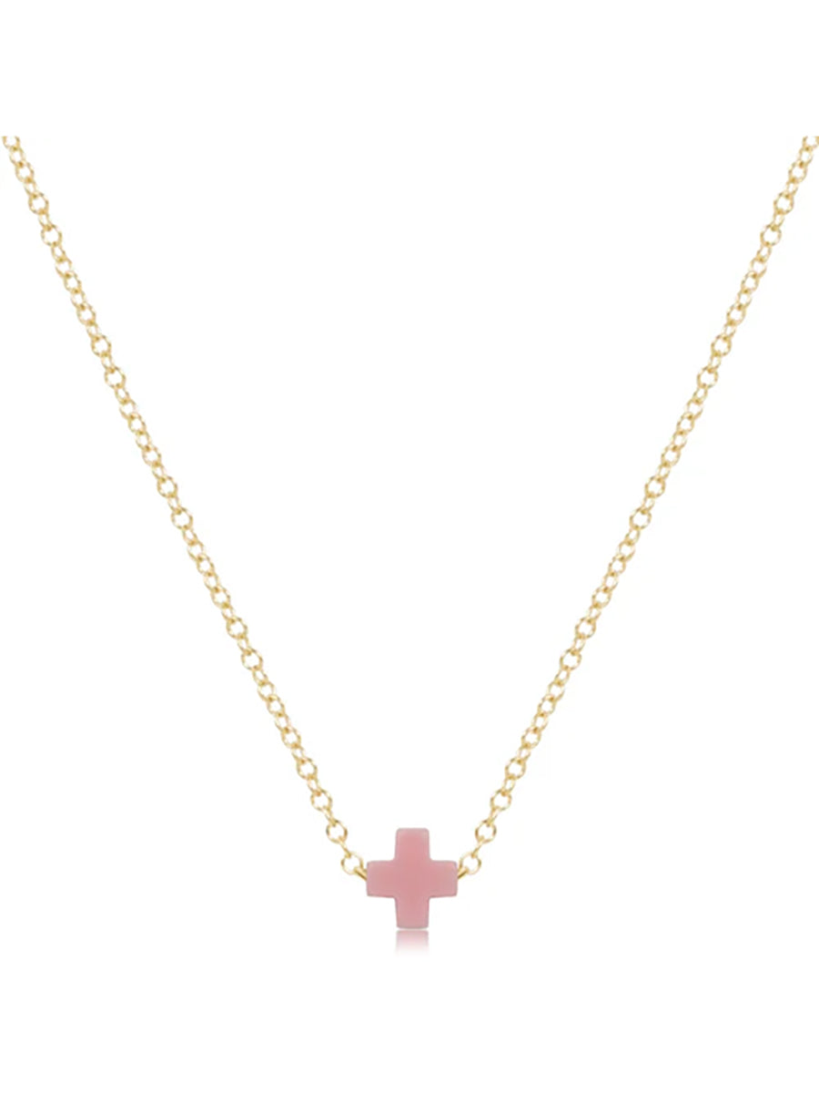 16" Small Signature Cross Necklace, Gold (12 Colors)