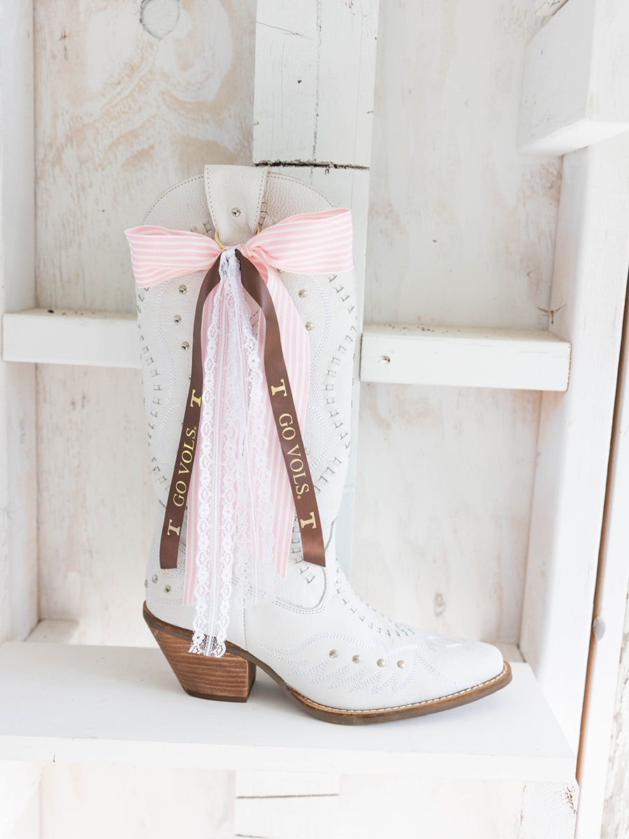 "Go Vols" Brown and Pink Boot Bows
