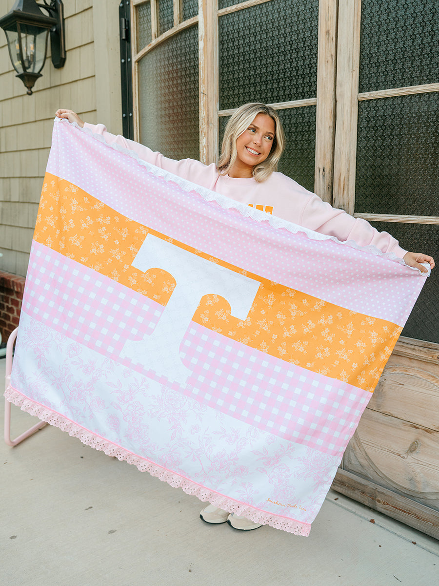 Pink Quilt Stripe "Power T" Flag