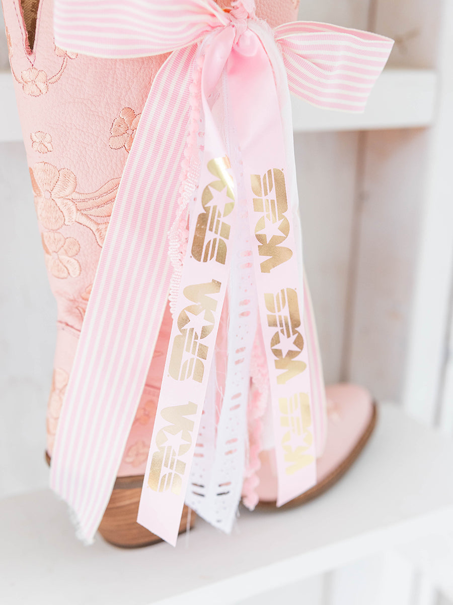 Pink VOLS and Striped Ribbon Boot Bows