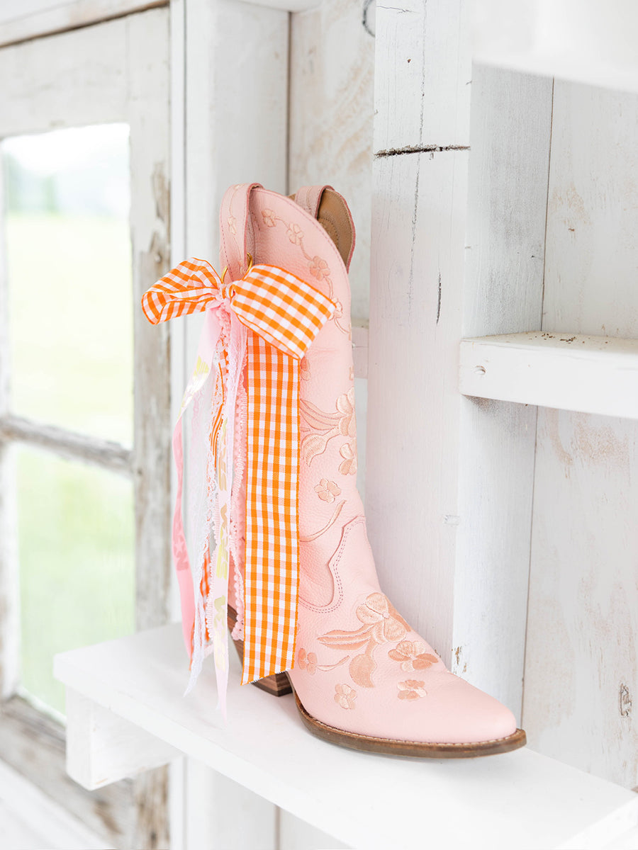 Orange Gingham Vols Boot Bows