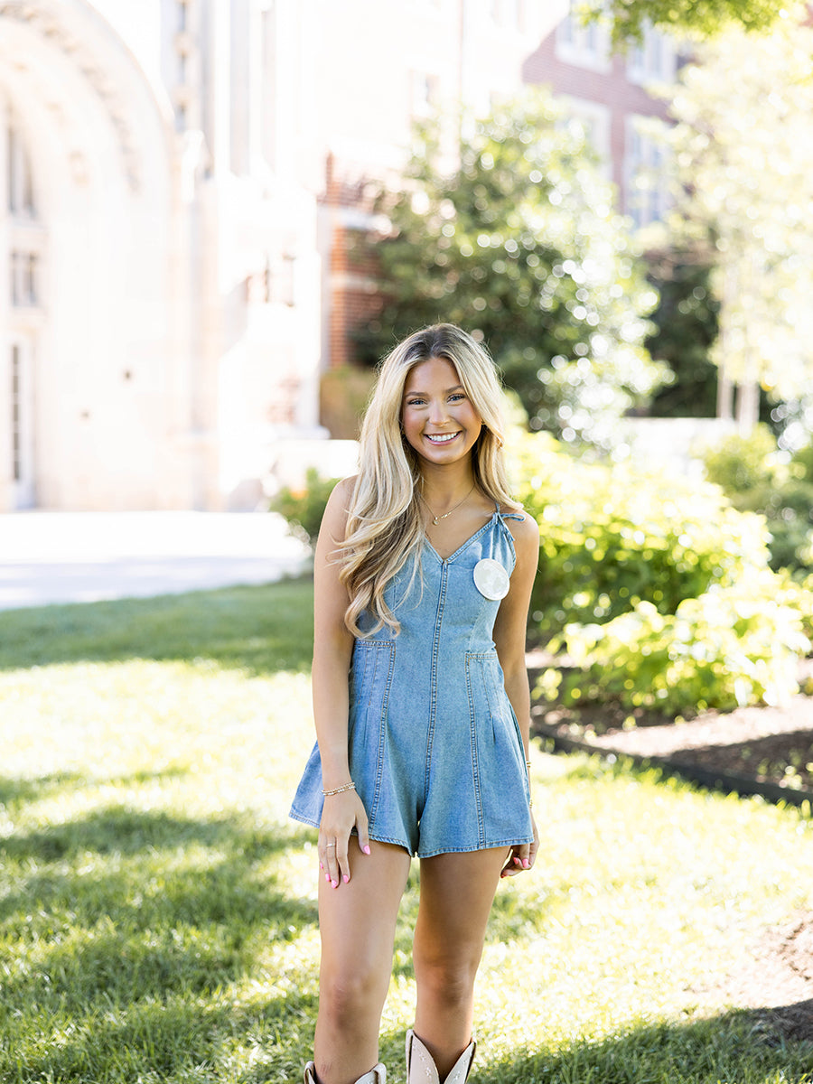 Flare Leg Denim Romper