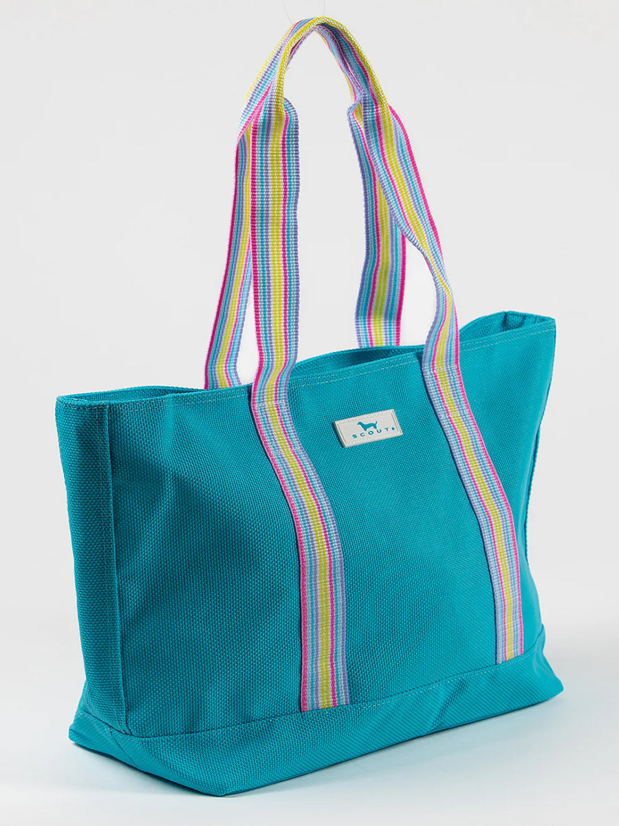 Turquoise Woven Beach Tote