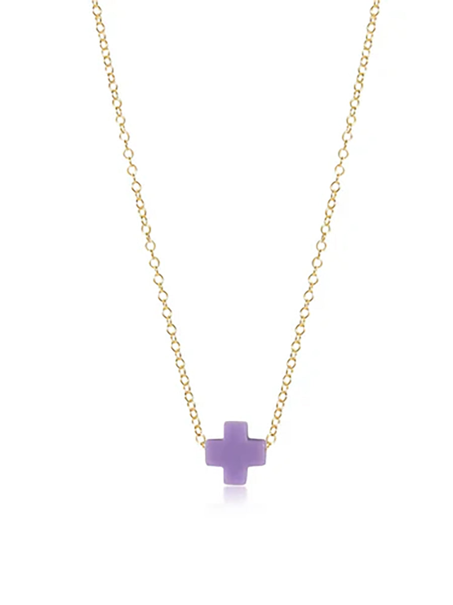 16" Small Signature Cross Necklace, Gold (12 Colors)