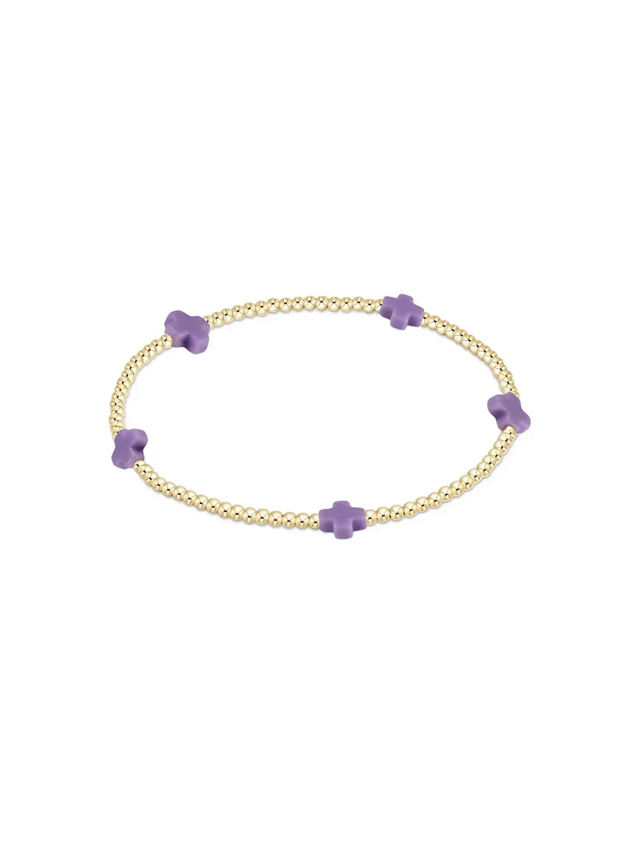 Small Signature Cross Bracelet 2mm, Gold (14 Colors)