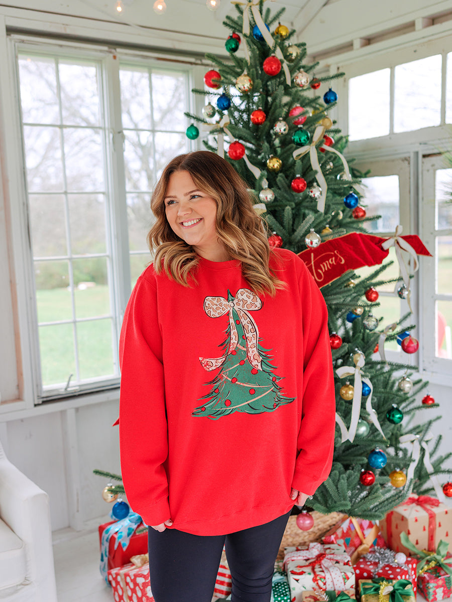 Red Christmas Tree Crew Sweatshirt