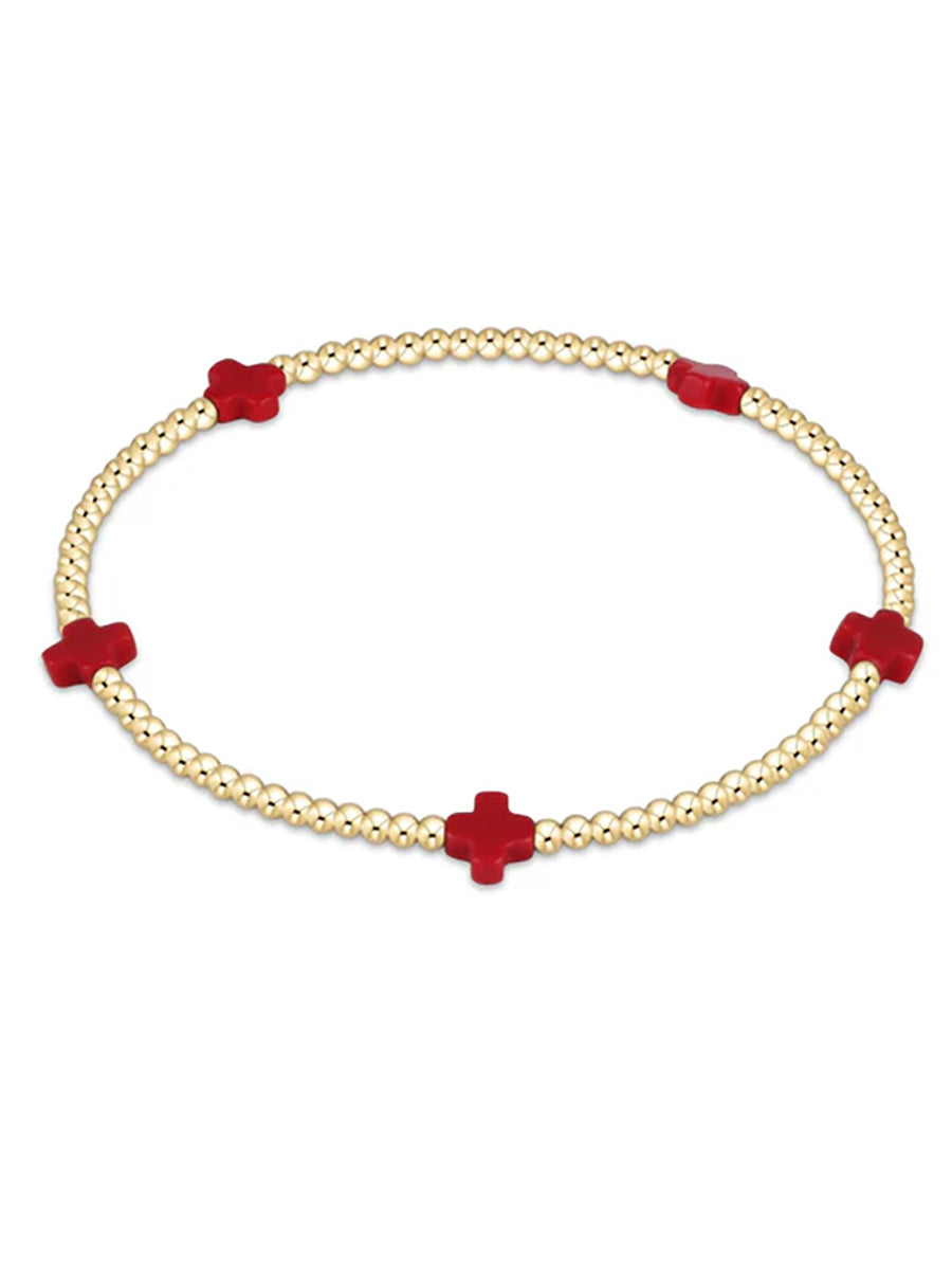 Small Signature Cross Bracelet 2mm, Gold (14 Colors)