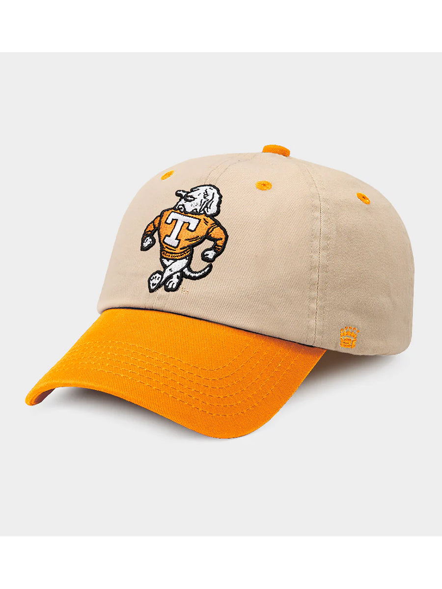 Orange and tan hat with retro Smokey mascot