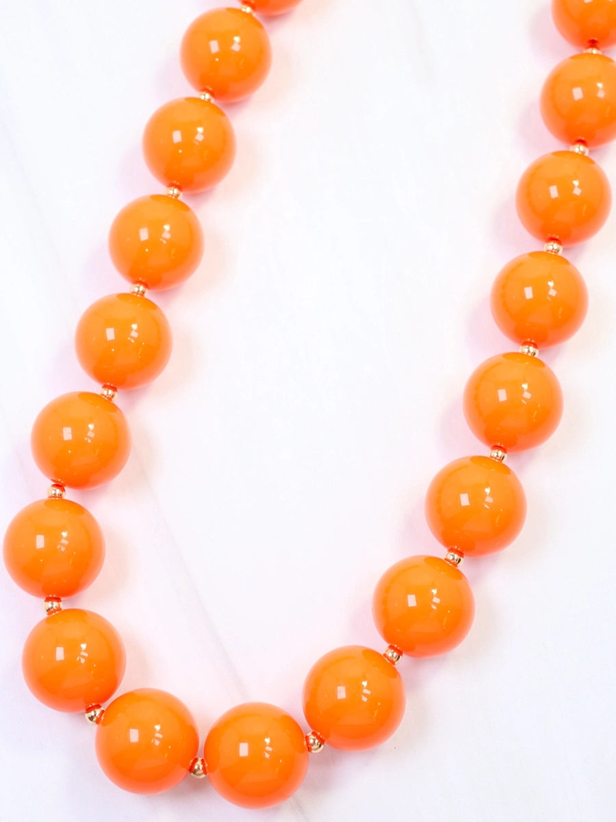 Orange Round Beaded Necklace