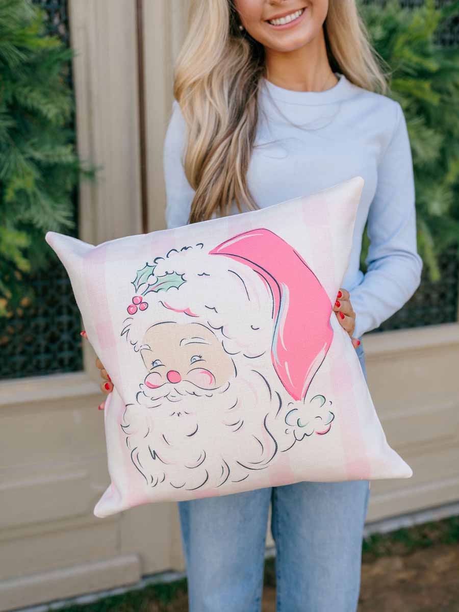 Pink Santa Face Pillow **Doorbuster**