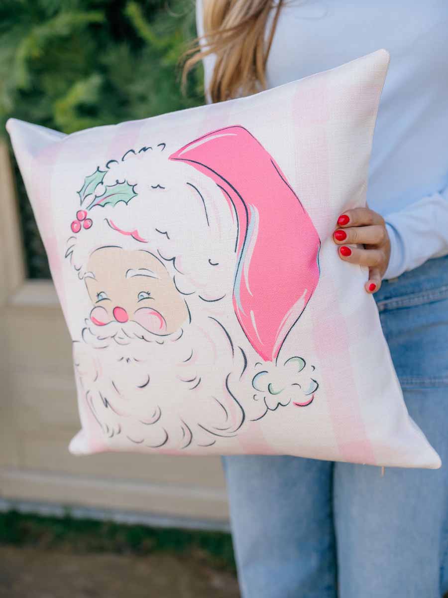 Pink Santa Face Pillow **Doorbuster**