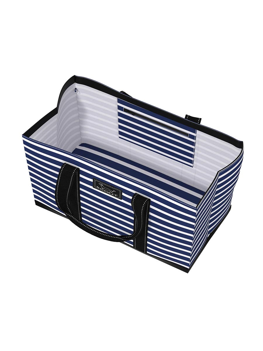 Navy Striped Carry-All Shown Open