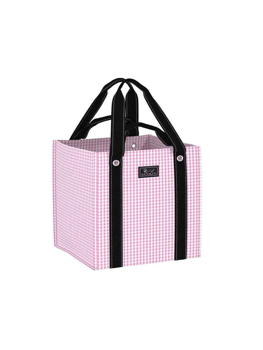 Pink Checked Grocery Tote Bag
