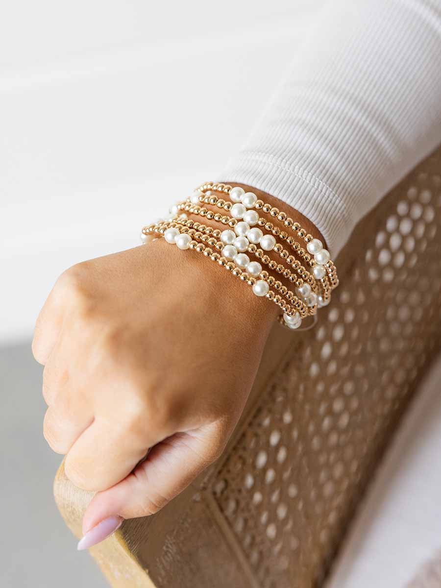 Beaded and Pearl Stretch Bracelets, Set of 6 **Doorbuster**