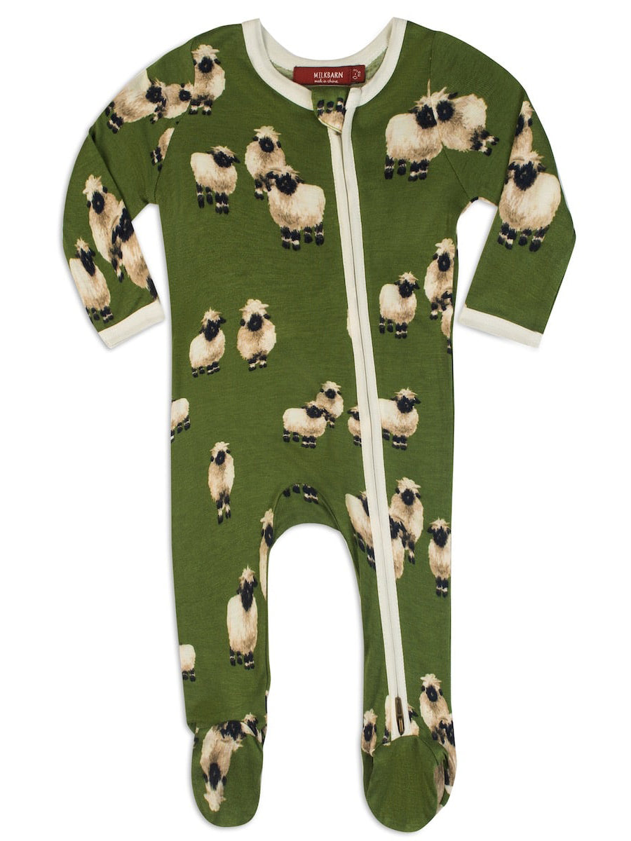 Valais Sheep Bamboo Zipper Footed Romper