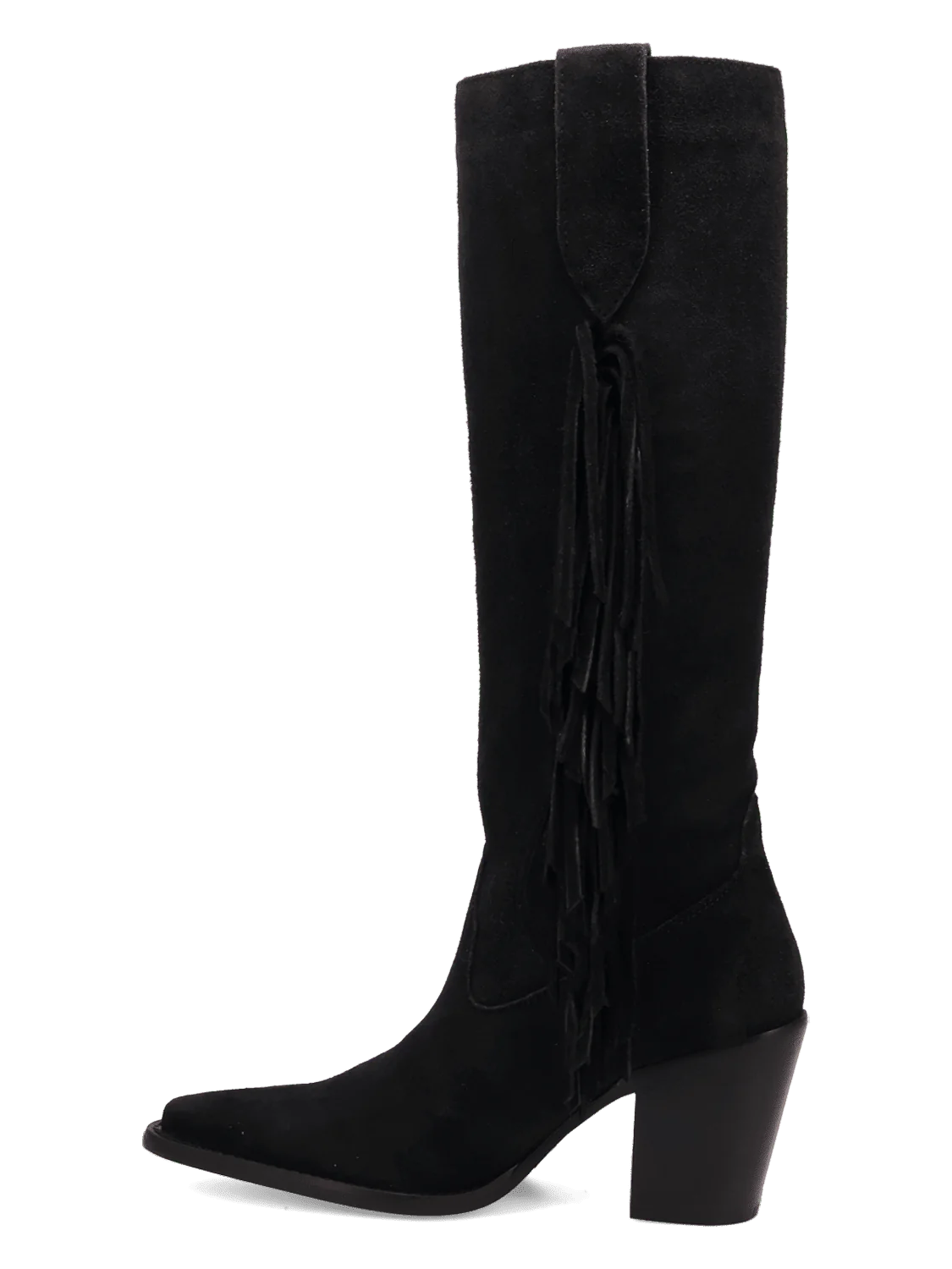 Black Boots with Fringe on Sides