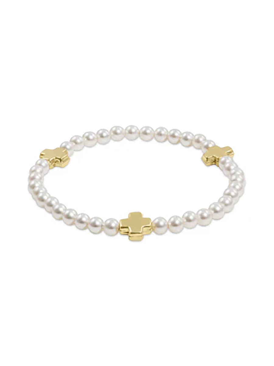 Signature Cross Pearl Pattern 4mm Bracelet