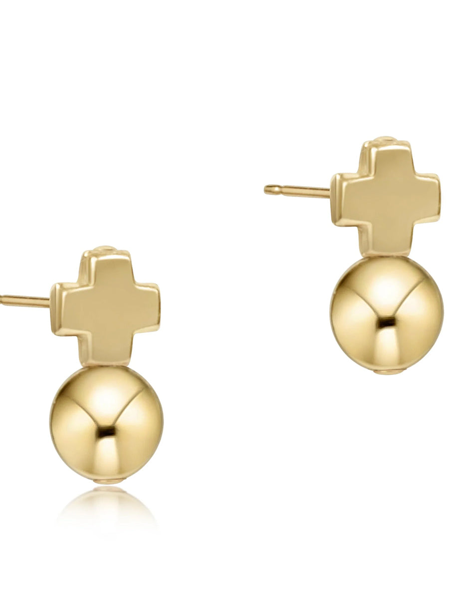 Classic gold cross and ball studs