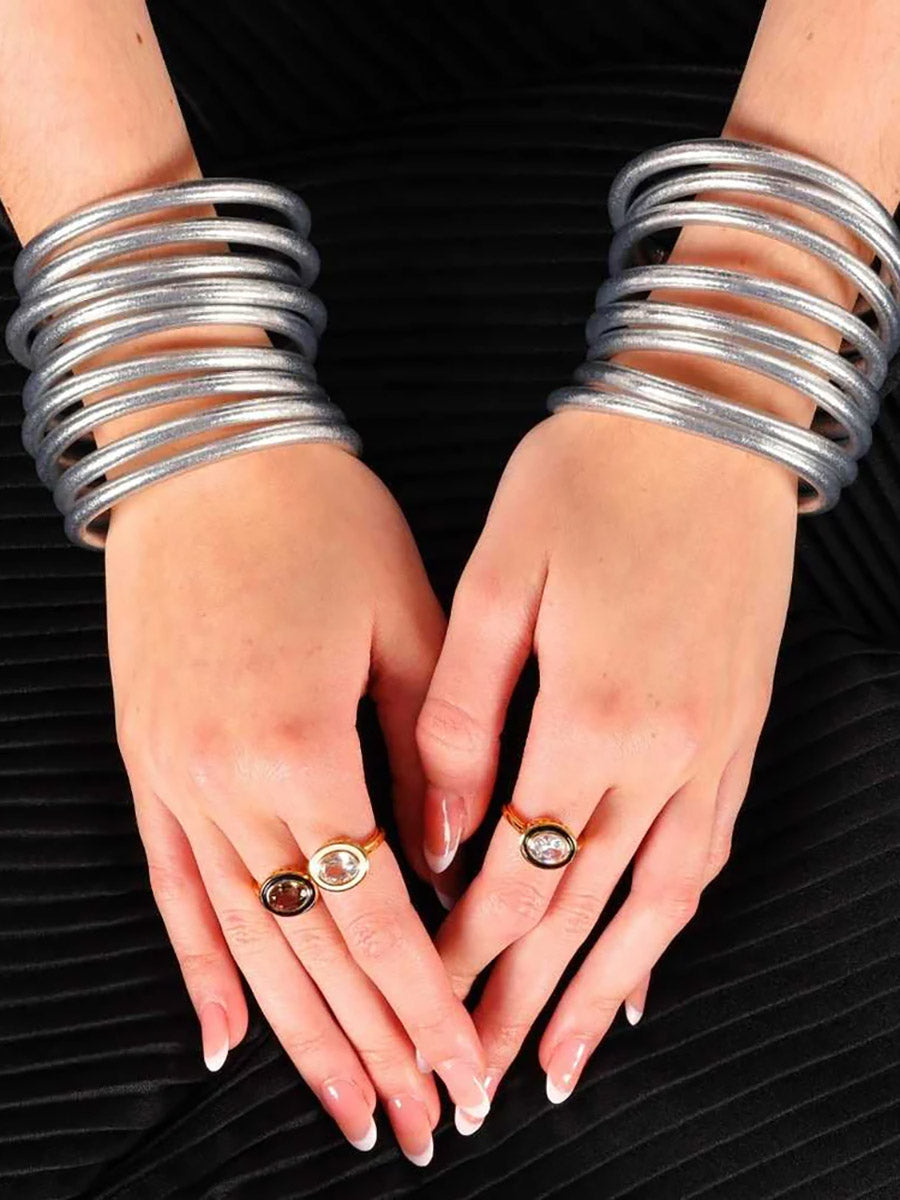 Set of 9 Silver bangles