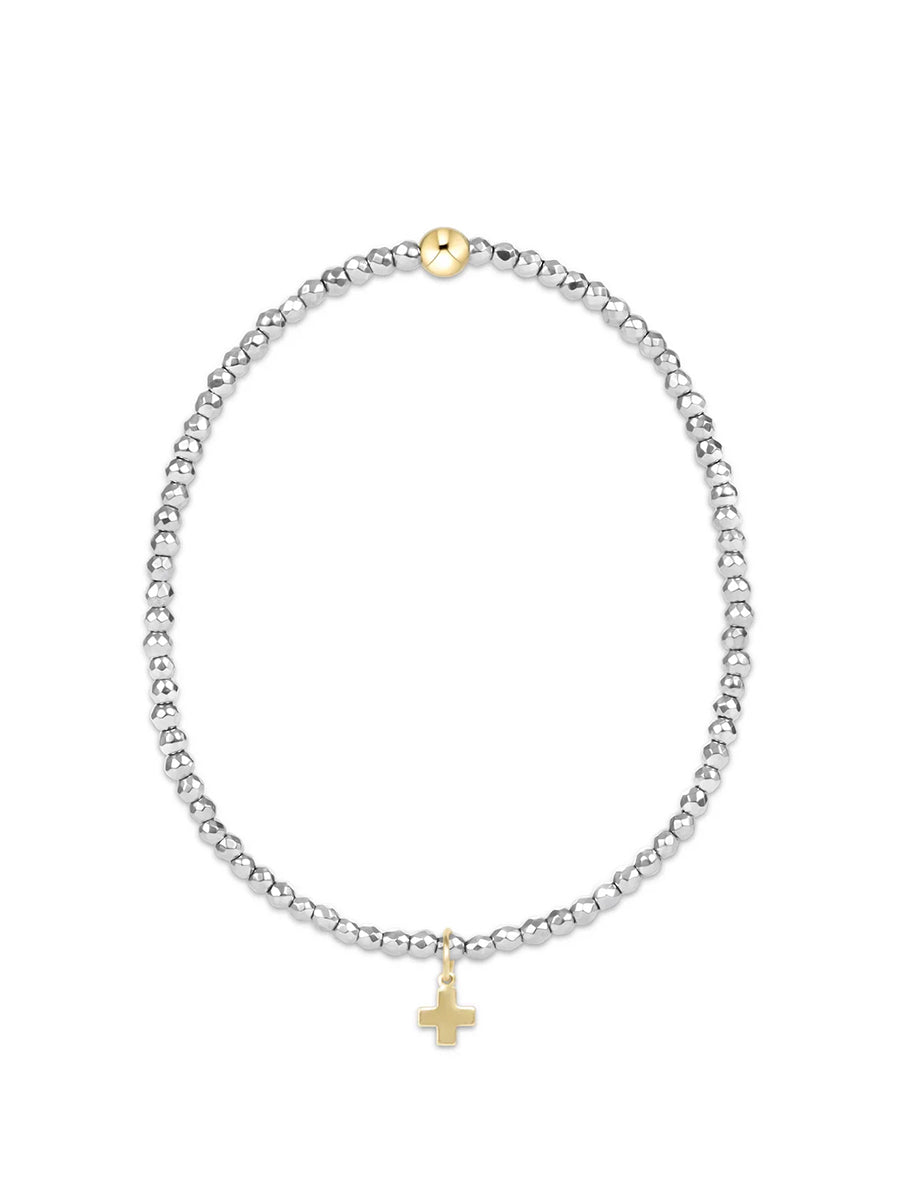 Signature Cross Charm 2mm Bead Bracelet, Gemstone (3 Colors)