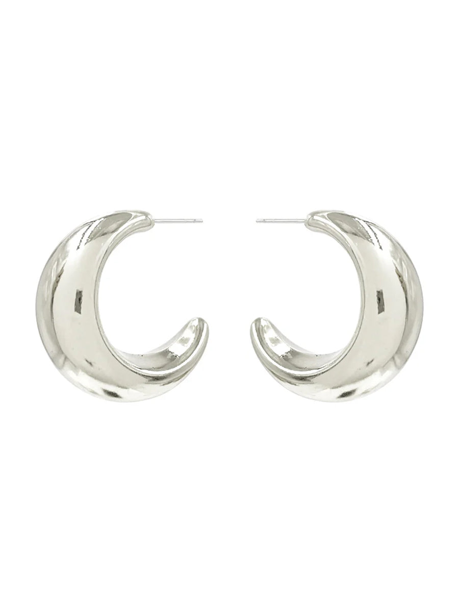 Shiny silver hoop earrings