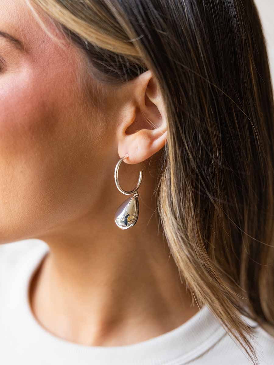 Chunky Teardrop on Hoop Earring (2 Colors) **Doorbuster**