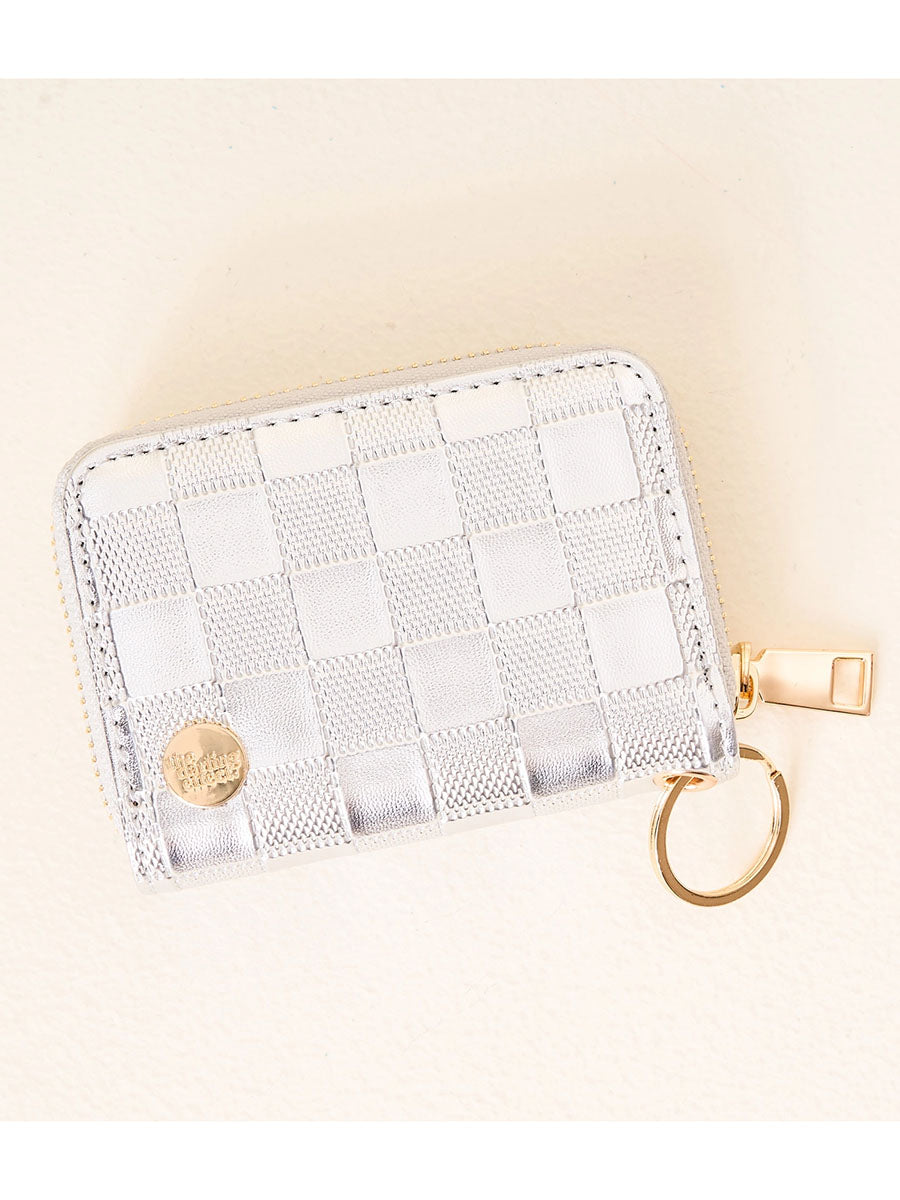 silver zip around wallet