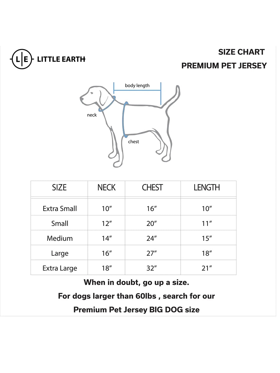 UT Pet Jersey sizing chart