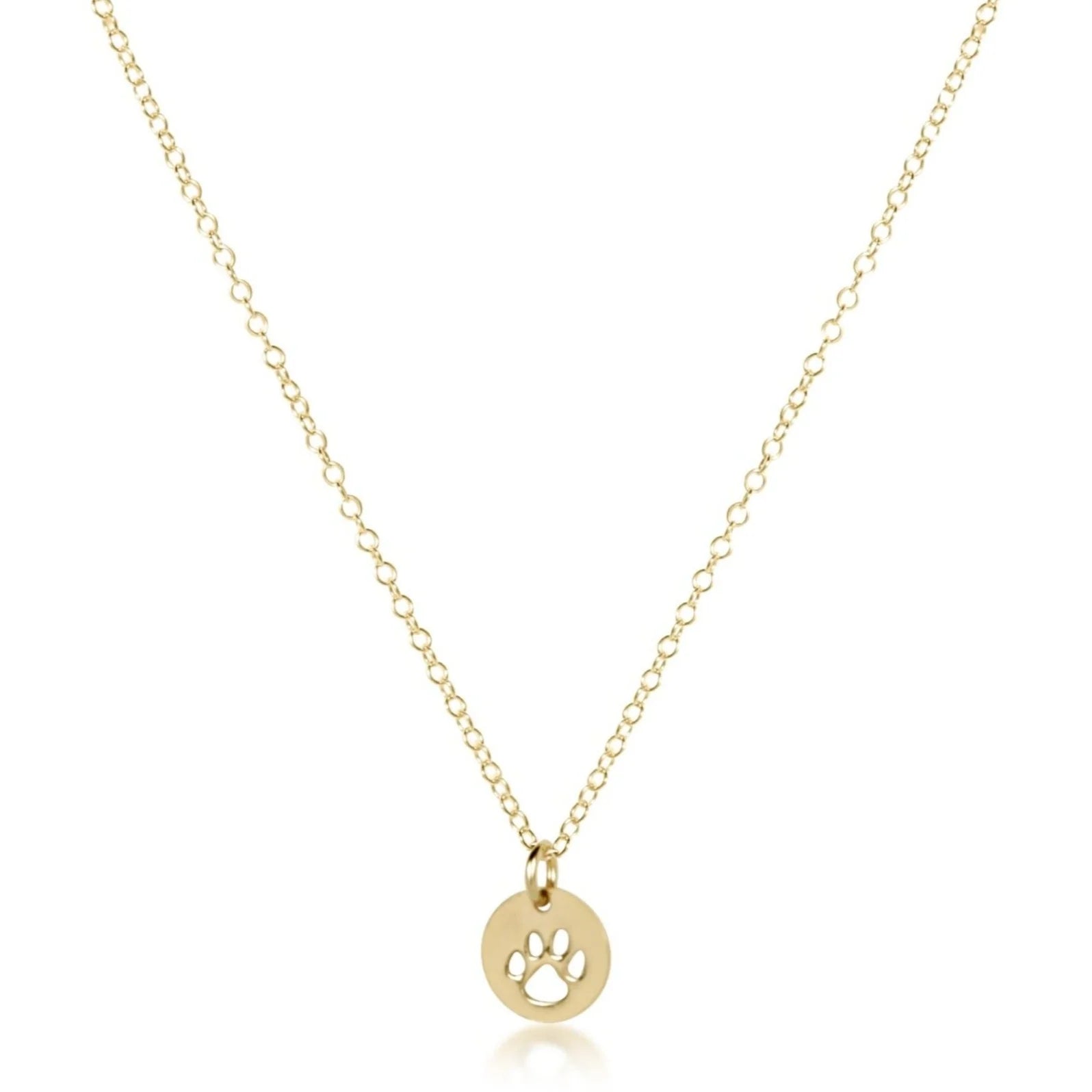 16" Paw Print Small Gold Disc Necklace