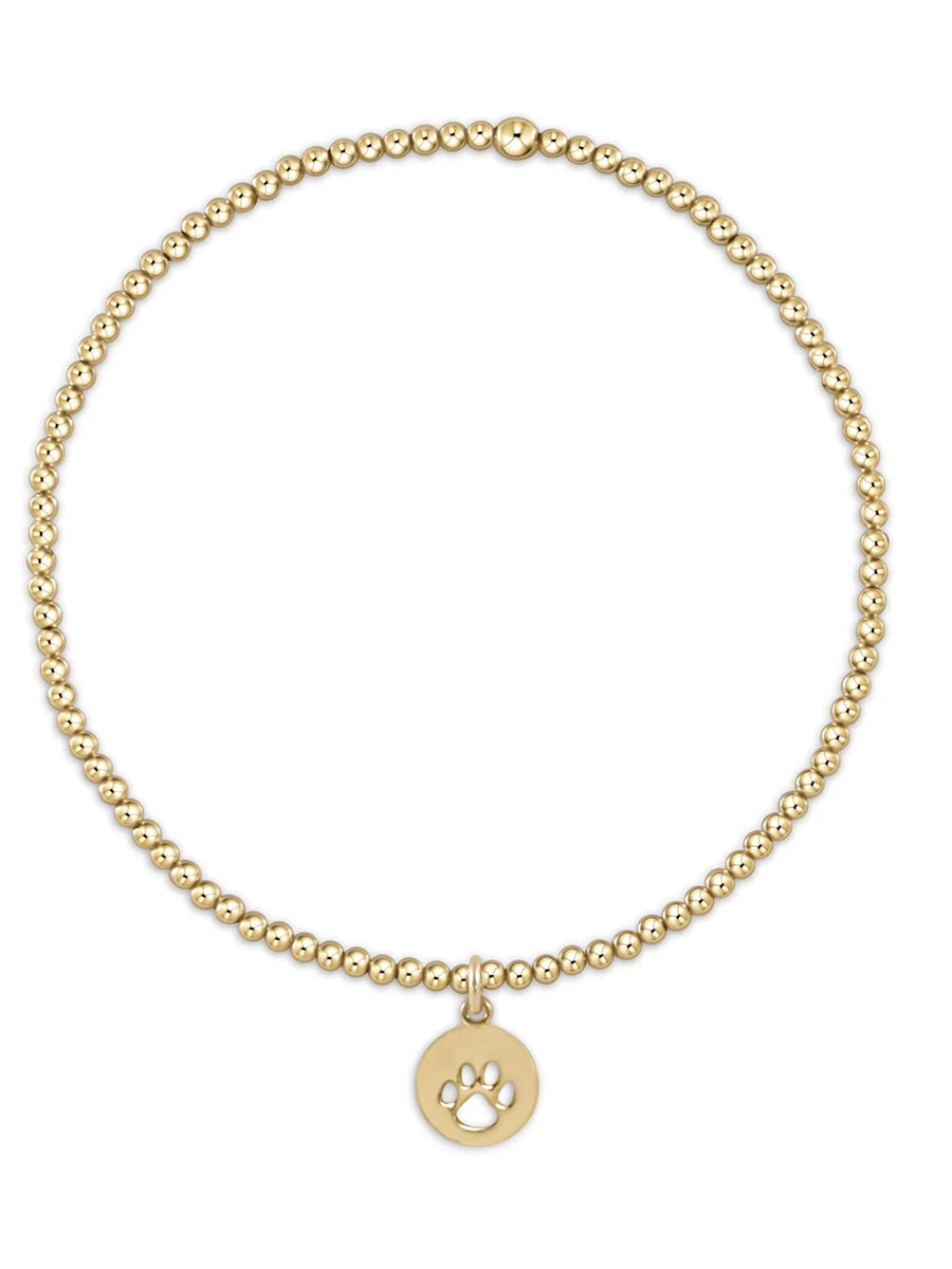 Classic Gold 2mm Bead Paw Print Small Disc Bracelet