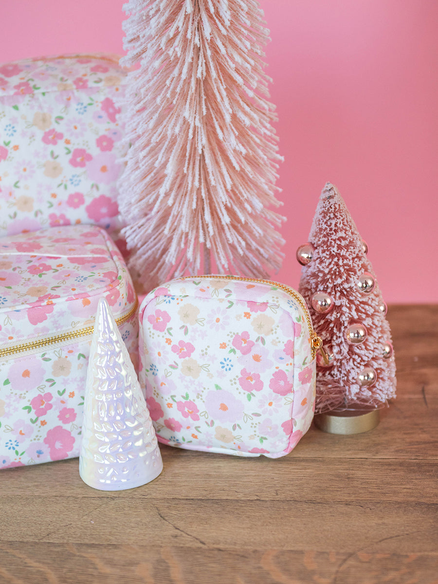 Pink Floral Makeup Bags