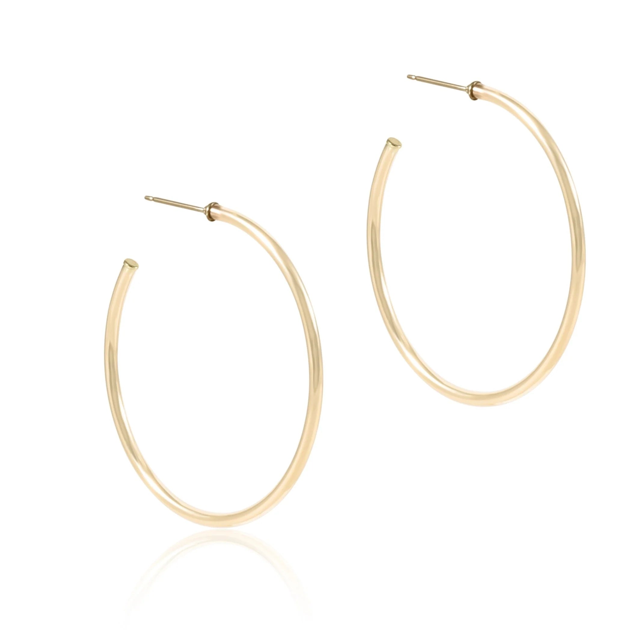E-Newton Smooth Gold 1.75" Hoop Earrings