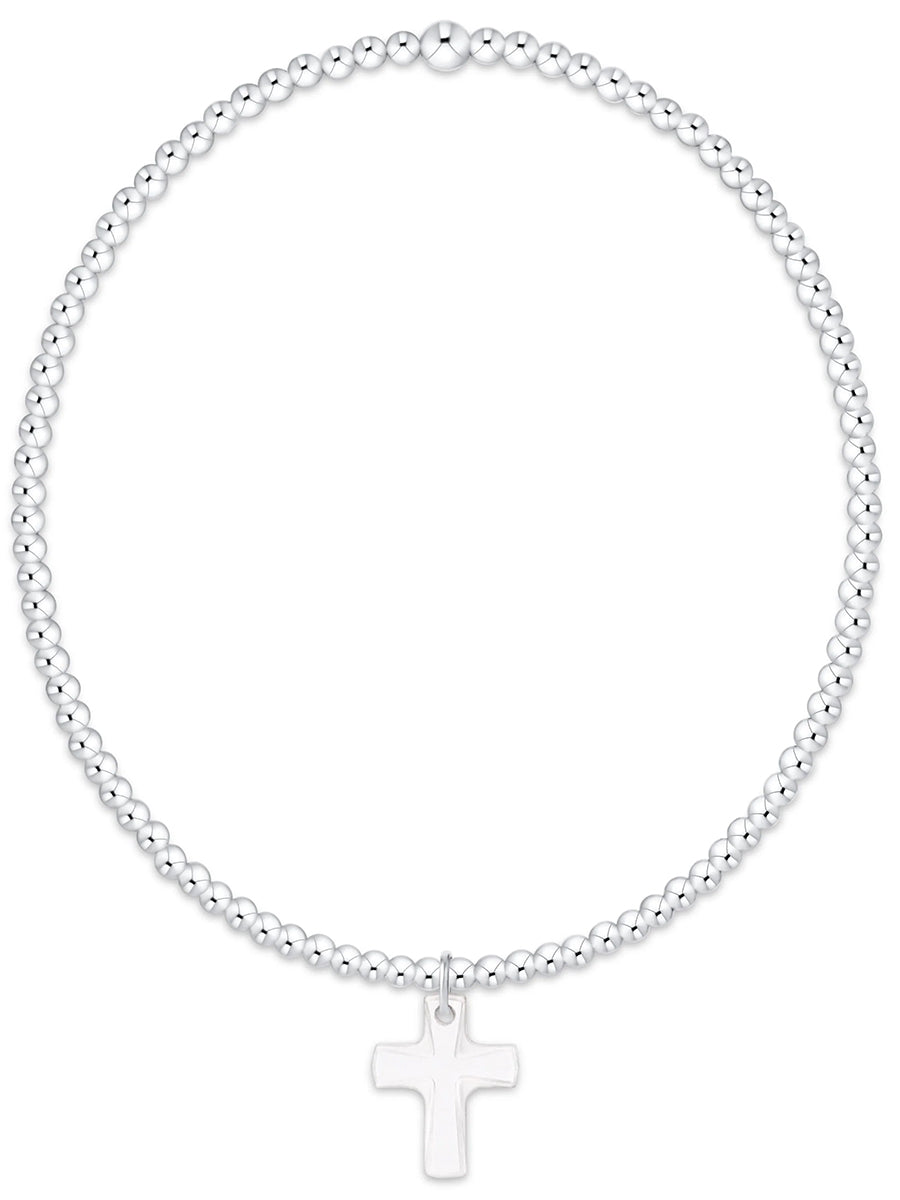Classic Sterling 2mm Bracelet -Blessed Crystal Charm