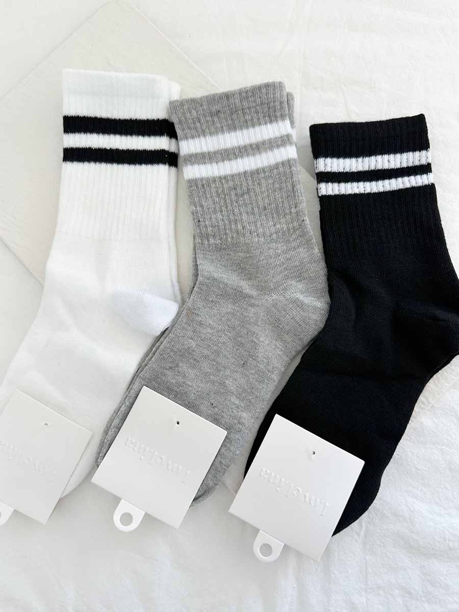 White, Grey and Black Socks
