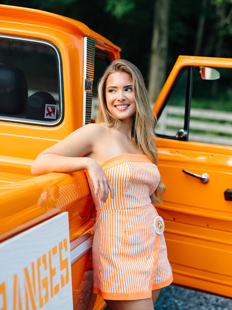 Orange and White Stripe Gameday Romper