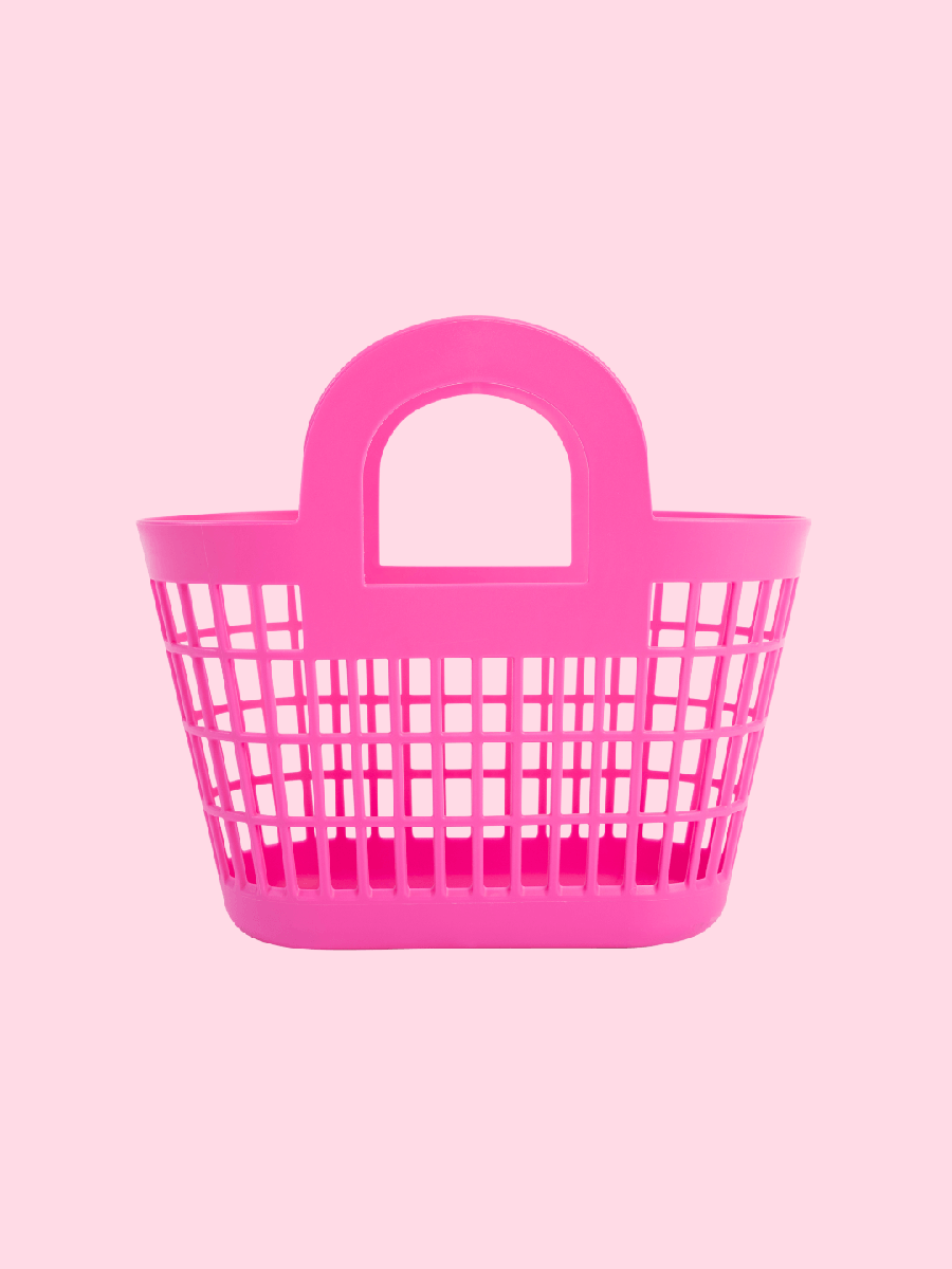 bright pink plastic beach basket