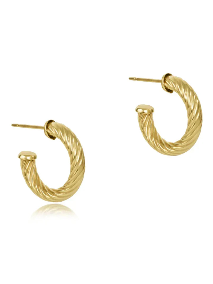 Textured Twist Gold Hoop 4mm (.5")