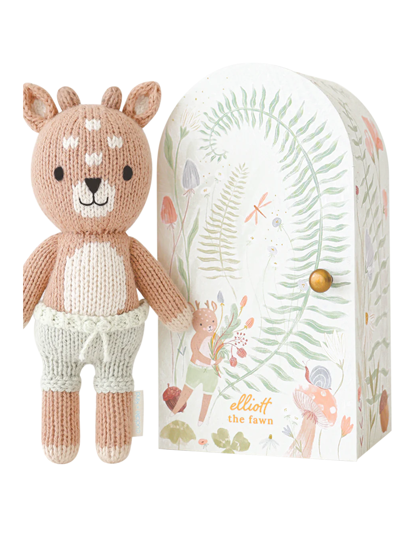 stuffed fawn knitted baby toy