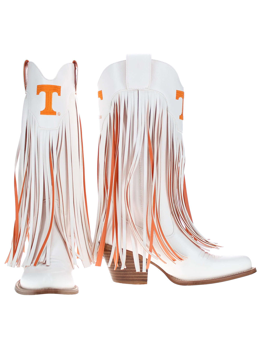 Tennessee Vols White Fringe Cowgirl Boots