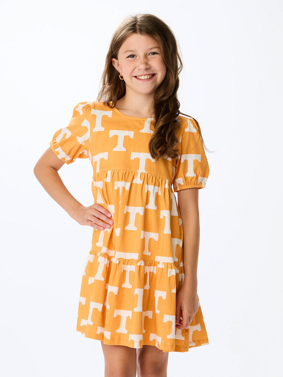 Girls Orange Power T Tiered Dress