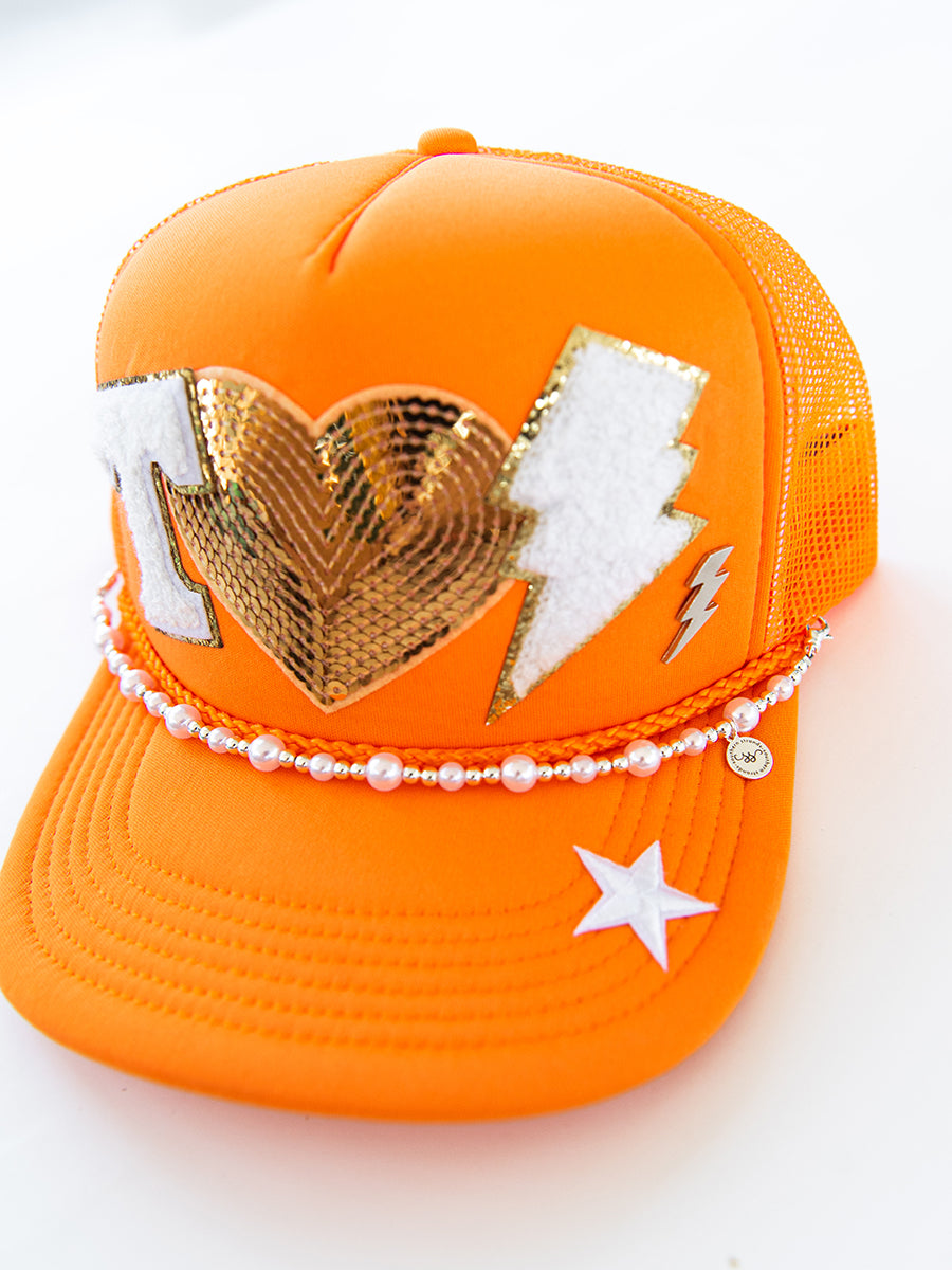 Decorated Orange Tennessee Trucker Hat