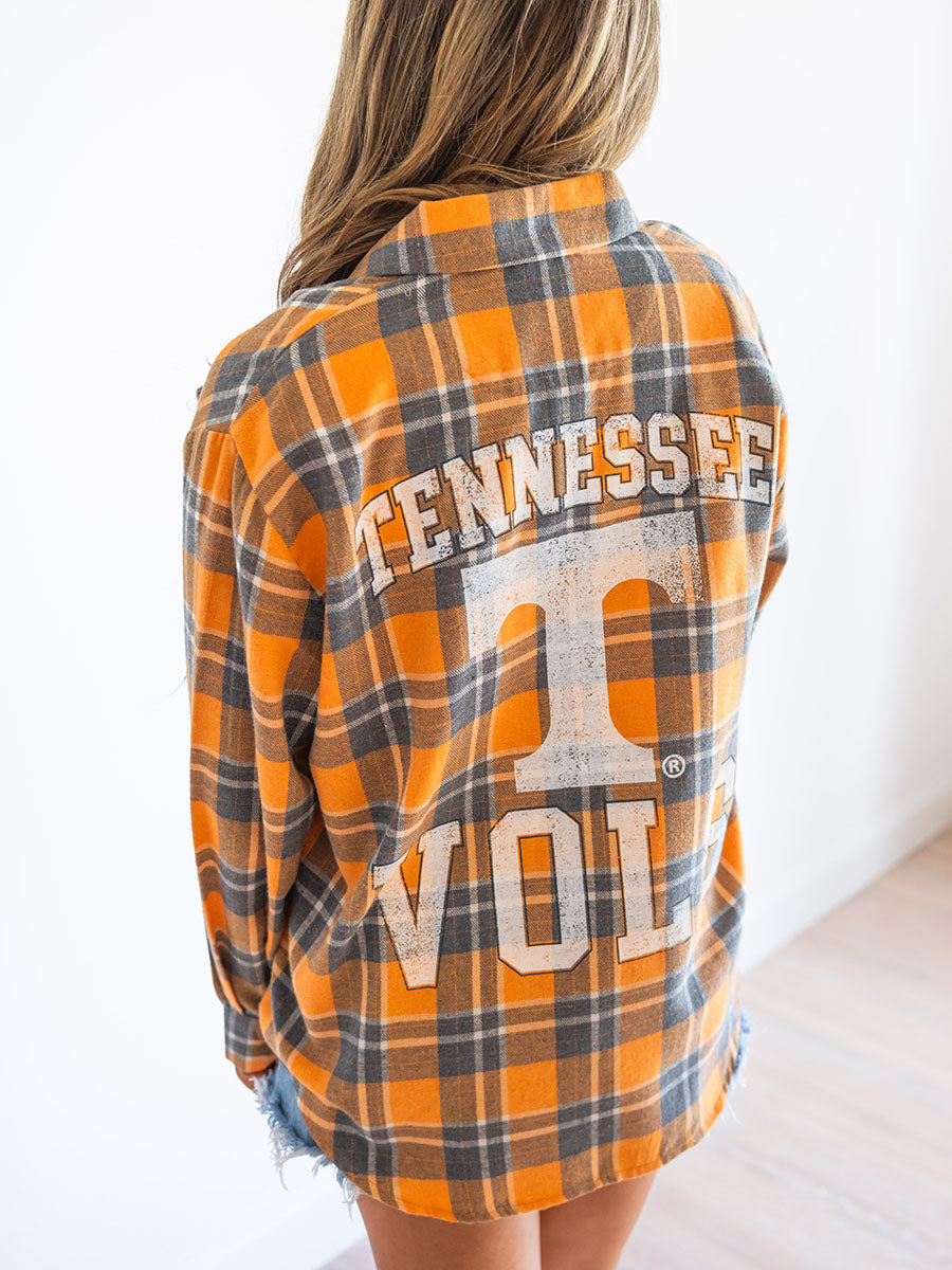 Orange and grey Tennessee flannel