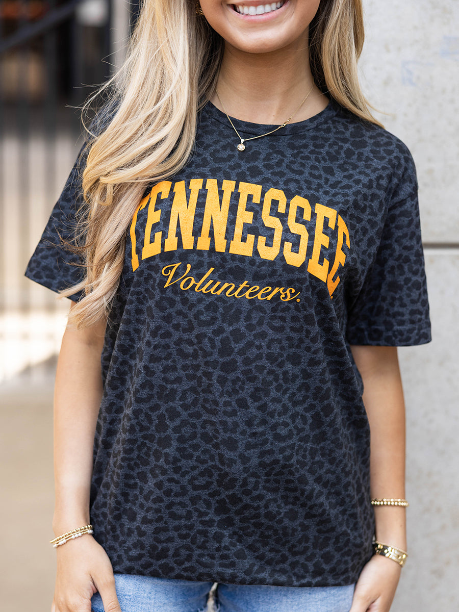 Black Leopard Print Tennessee Volunteers T-Shirt