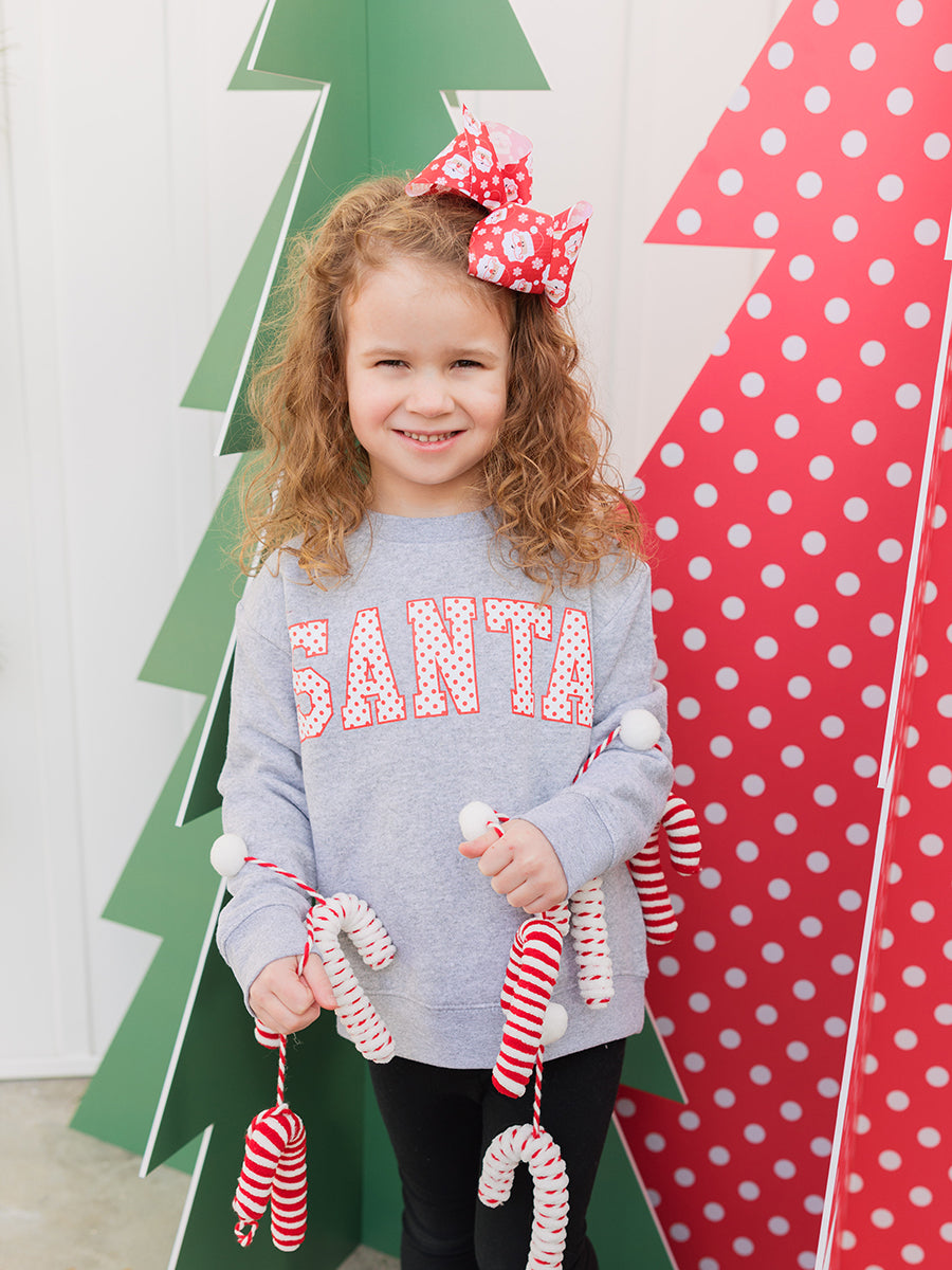 Polka-Dot SANTA Crew Sweatshirt, Toddler & Youth