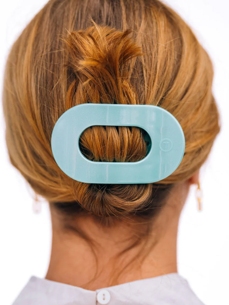 Teleties Totally Turquoise Medium Flat Round Hair Clip