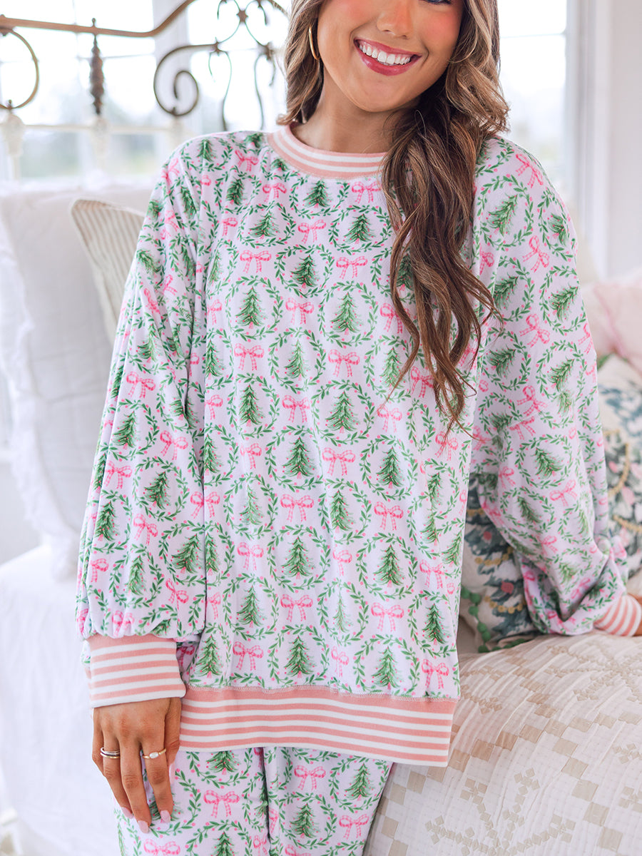 Christmas Tree & Bow Loungewear Set