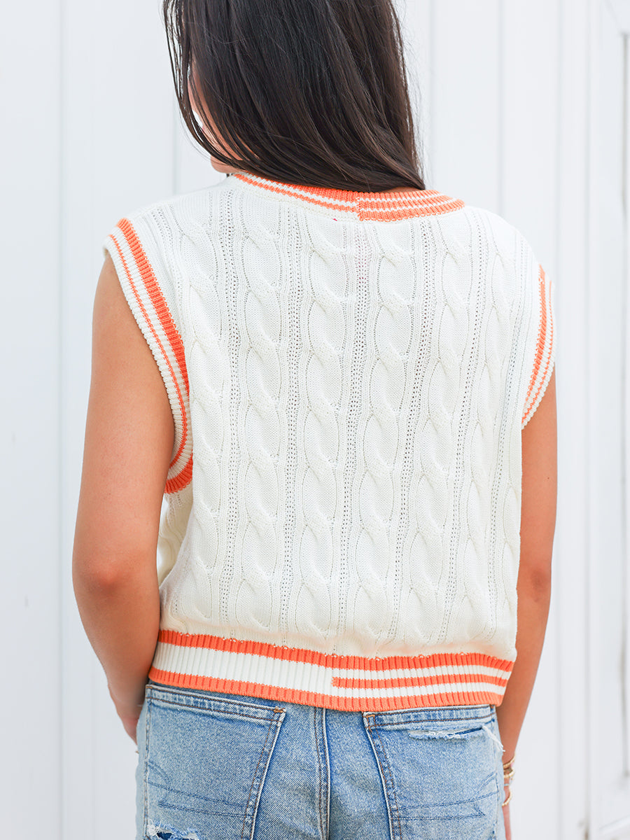 Orange and White Sweater Vest