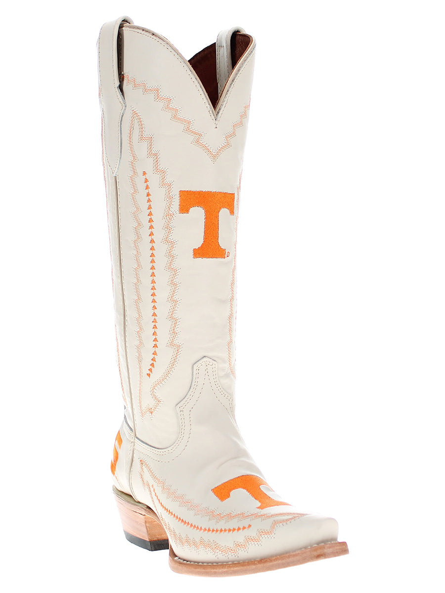 Cream colored boot with orange Power T
