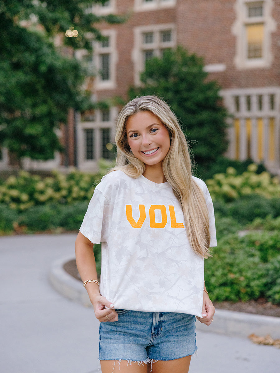 "VOLS" Cream Camo Short-Sleeve T-Shirt